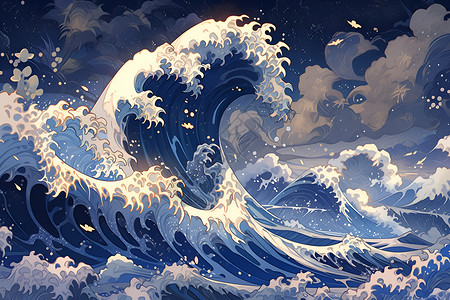海上的大浪背景图片