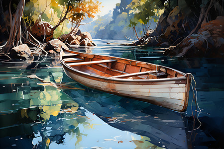 海上的木船背景图片