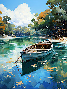 碧蓝海岸的木船背景图片