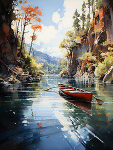 湖面的小船背景图片