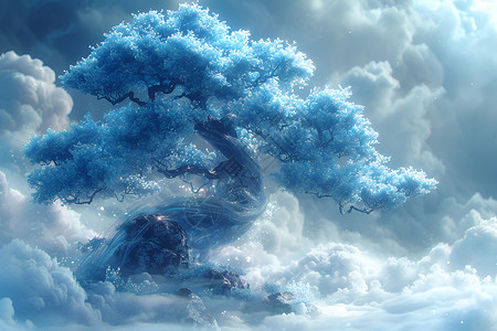 中国风树立于仙境中背景图片