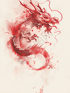 红色的神话神龙背景图片