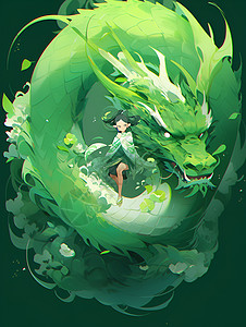 绿色的神话神龙背景图片