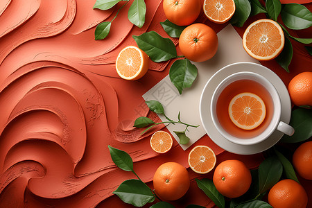 橙子和橙子茶高清图片