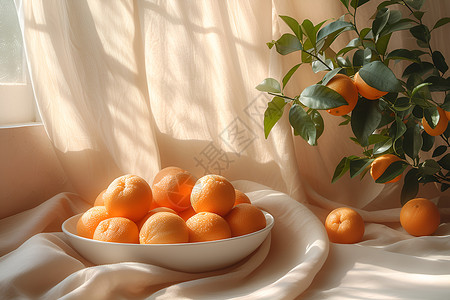 阳光下的橙子背景图片