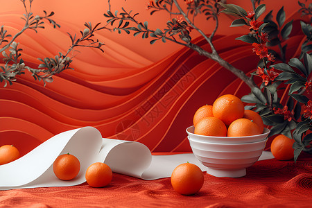 小碗中的小橙子背景图片