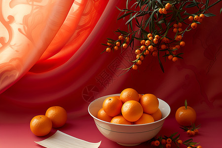 白纸和橙子植物盛器高清图片