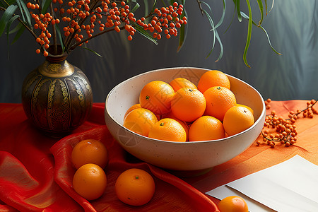 桌子上的橙子高清图片