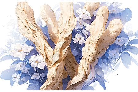铃兰科花丛中的天麻插画