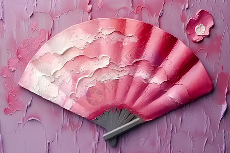 粉色扇面墙壁的粉色扇子插画