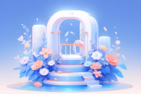 蓝色的门仙境之门插画