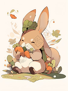 吃萝卜兔子兔子吃萝卜插画
