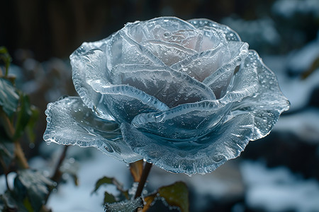冰美冰雕玫瑰冰花中的永恒美与宁静坚韧插画