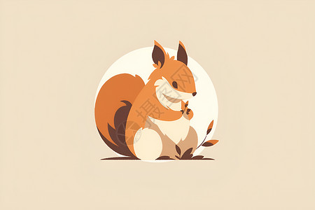 小松鼠低头啃叶子背景图片