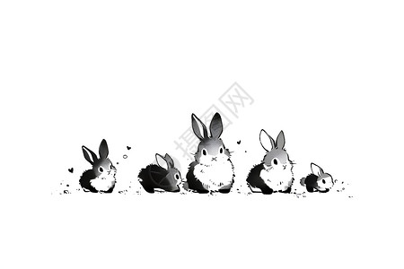 动物家族兔宝宝欢乐家族插画