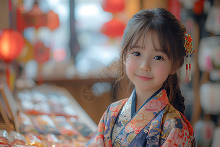 春节可爱的小女孩背景图片