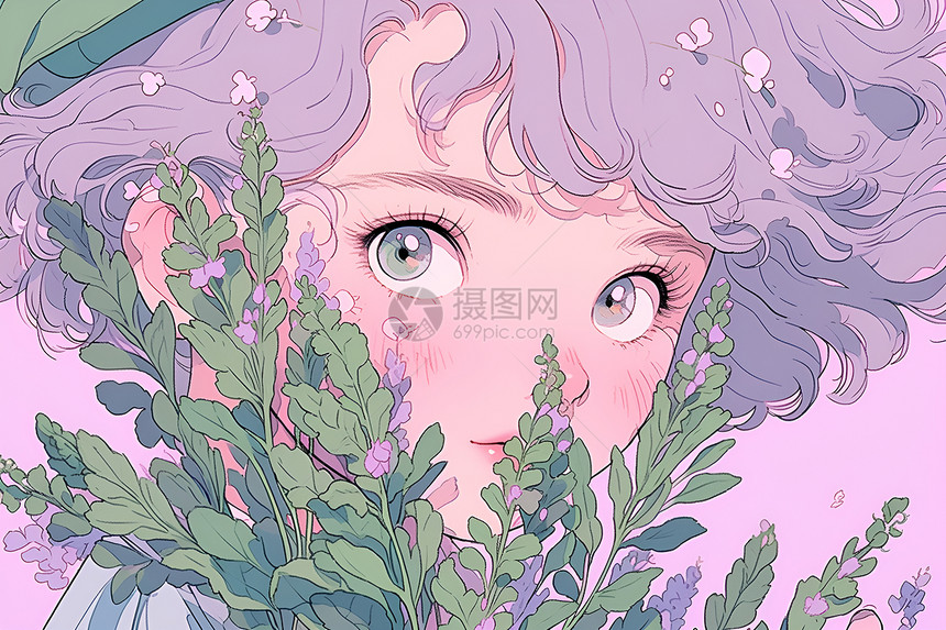 梦幻少女与薰衣草图片