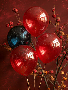红色和黑色的气球背景图片