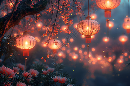 春节灯笼盛会背景图片