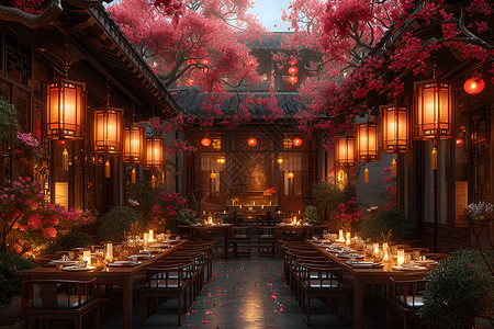 春节的庭院背景图片