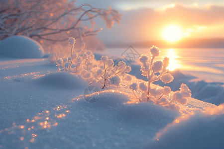 冰霜之美阳光屉之雪高清图片