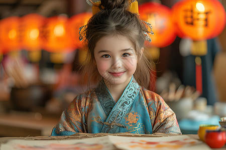 微笑的小女孩背景图片