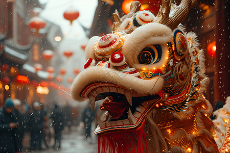 节日表演中国传统新年舞狮背景
