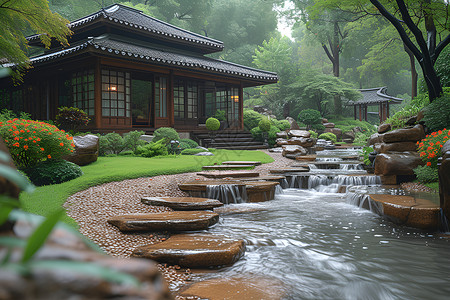 庭園宁静园林之美背景