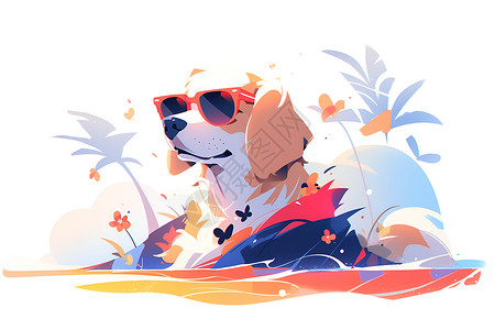 沙滩上的狗背景图片