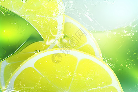 柠檬黄背景柠檬和黄绿色插画