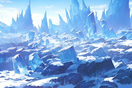冰雪覆盖岩石冰雪玲珑插画