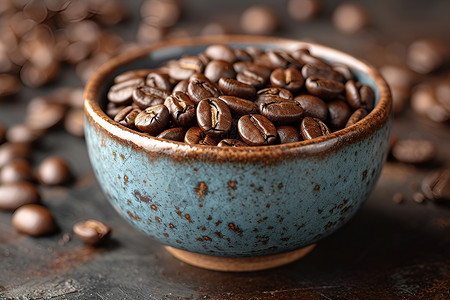 碗中可口的咖啡豆背景图片