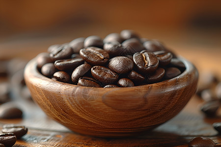 碗中美味的咖啡豆背景图片