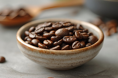 碗中浓香的咖啡豆背景图片
