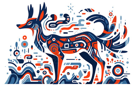 可可西里藏羚羊迷幻图案插画