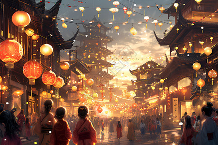 传统节日的庙会背景图片