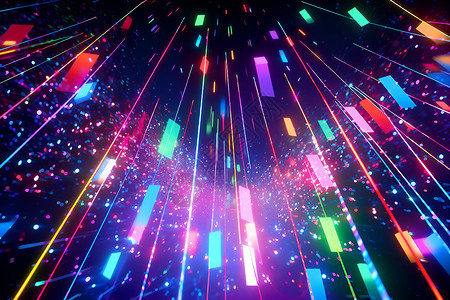 光纤粒子宇宙中泛着五彩斑斓的光芒插画