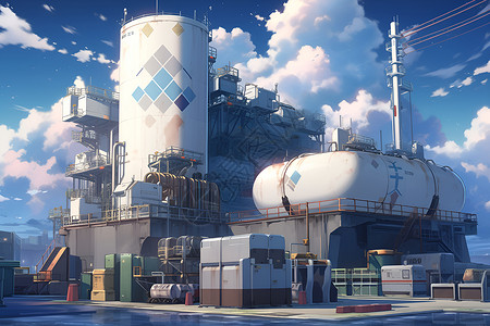 蓝天白云下的工厂背景图片