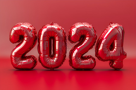 装饰字红色背景中的2024数字背景