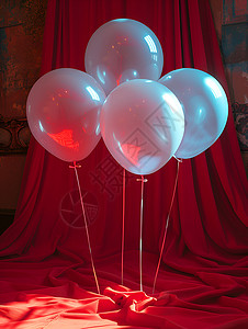 装饰红色幕布红色幕布前的气球设计图片