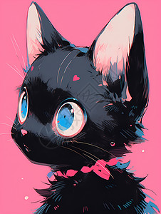 黑色小猫可爱的表情背景图片