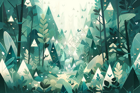 绿色几何森林背景图片