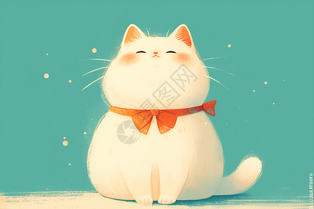 慵懒猫咪萌趣白猫插画