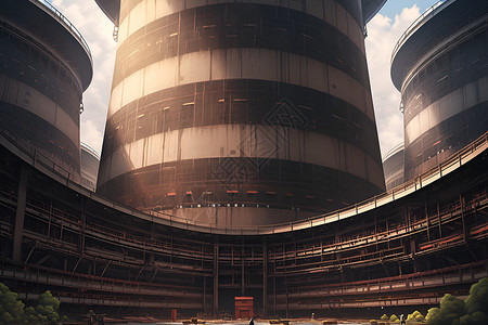 巨型制冷塔地热电厂高清图片