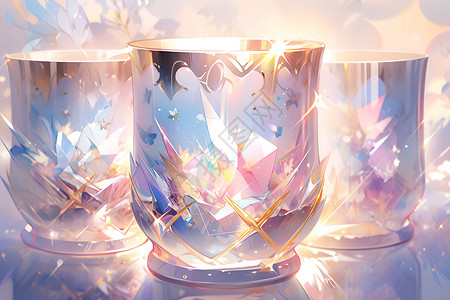 玻璃杯厚底杯美丽水晶杯插画