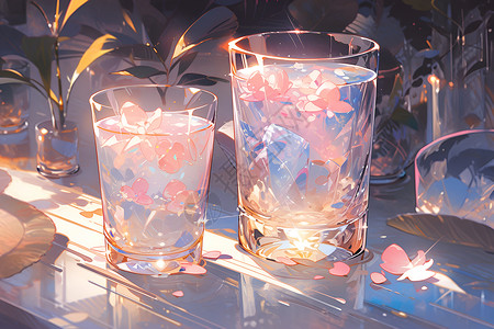 琉璃苣彩色杯子插画