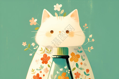 白猫的瓶子背景图片