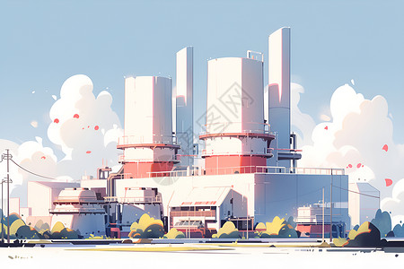 抽象工业污染的工业烟囱插画