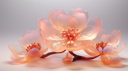 透明的桃花背景图片