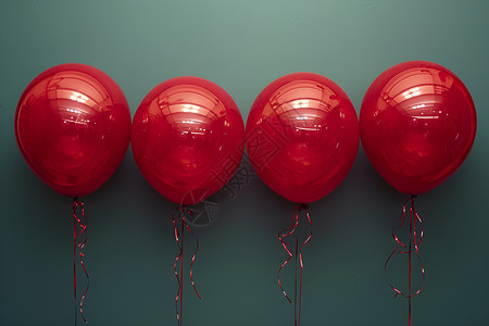 红色球体四个华丽的气球背景